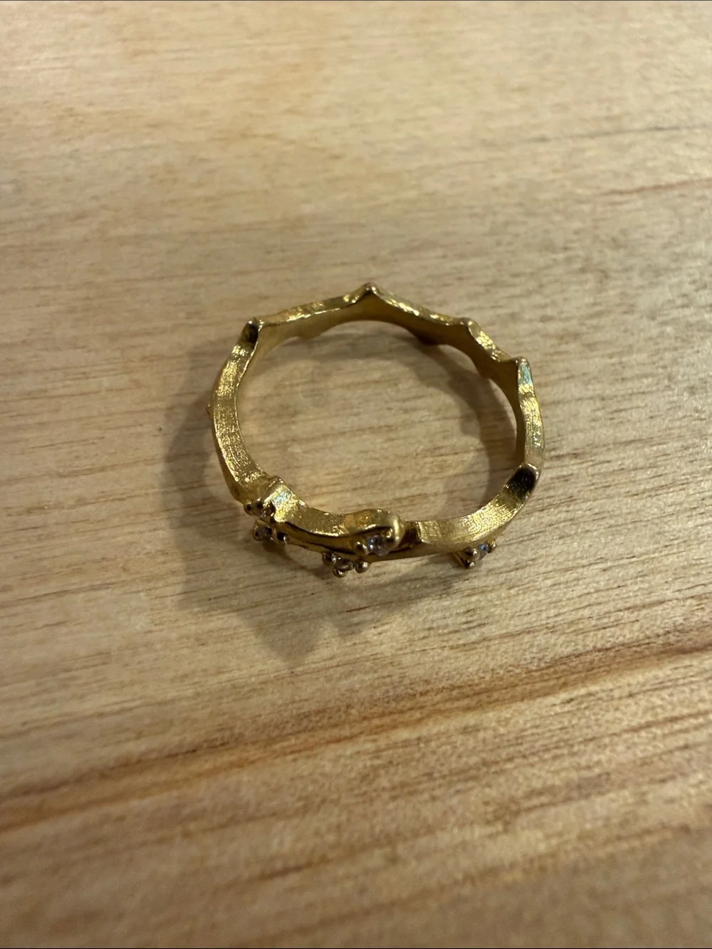 Gold Tone Branch-Style Stackable Ring with Sparkly Accents